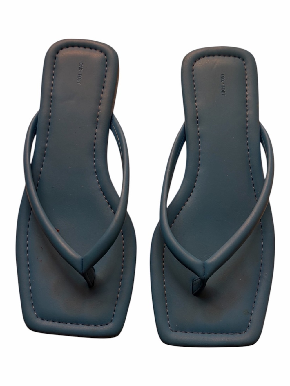 OAK + FORT Teal-Blue Square-Toe Flip Flop Sandals